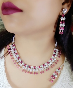 AD Stone Gargantilla Collar Set La mejor joyería de boda para compromiso de boda y aniversario Joyería hecha a mano - Product Image 6