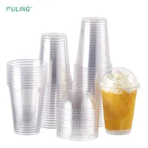 FULING Custom logo Disposable PET Cup 9oz 12oz 14oz 16oz 20oz 24oz 32oz Smoothie Cold Drinks Clear Iced Coffee Plastic cup