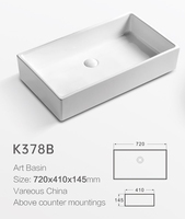 Lavabo rectangulaire long personnalisé de haute qualité en céramique brillante pour salle de bain