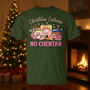 Maglietta con stampa "Christmas Calories No Cuentan", design divertente per le vacanze, per adulti, unisex - Product Image 3