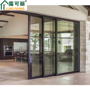 Lukliving NFRC Certifié Double Vitrage Thermique Break Ascenseur En Aluminium Coulissant Robuste Grande Vision Patio Portes Coulissantes - Product Image 4