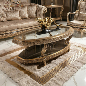 Set di Divani di Lusso Classici e Neoclassici, Mobili Intagliati Dorati, Set di Tavolini <span class=keywords><strong>da</strong></span> Caffè Ovali <span class=keywords><strong>in</strong></span> <span class=keywords><strong>Vetro</strong></span> per Ville di Lusso - Product Image 5