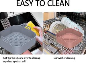 Revêtement en silicone pour friteuse à air, compatible congélateur, 210x210x70mm - Panier de préparation des repas pour 3-7QT, passe au lave-vaisselle, antiadhésif - Product Image 5