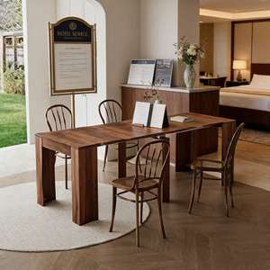 <span class=keywords><strong>Mesa</strong></span> de Consola <span class=keywords><strong>Extensible</strong></span> Rectangular de Madera con Diseño que Ahorra Espacio <span class=keywords><strong>para</strong></span> 6, 8, <span class=keywords><strong>10</strong></span> o 12 <span class=keywords><strong>Personas</strong></span>, <span class=keywords><strong>Mesa</strong></span> de <span class=keywords><strong>Comedor</strong></span> Transformable - Product Image 1