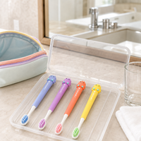 Livraison rapide, brosse à dents manuelle légère et pratique pour enfants, poignée en plastique, poils en PBT doux, ergonomique, sans BPA, motif animal mignon.