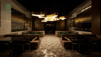 Comptoir de buffet sur mesure pour restaurant, design avec éclairage LED pour projets d'aménagement intérieur d'hôtels, restaurants et pubs