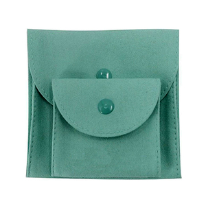 Pochette à bijoux en microfibre personnalisée 8x8cm avec logo, fermeture à bouton pression, emballage en velours, sacs cadeaux pour bagues et colliers - Product Image 6