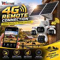 Wistino 4G Solar PTZ Camera Security Camera AOV 18x Zoom Auto Tracking CCTV 16W Solar Panel 16000mAh Night Vision Cloud