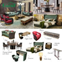 Ensemble de meubles sur mesure pour toute la maison, canapé en cuir italien de luxe, table basse en marbre, meuble TV pour projets d'aménagement intérieur de villas et de maisons de prestige