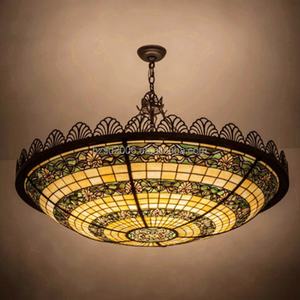 Lampe suspendue et lustre Tiffany en verre coloré de grande taille, nouveau design pour hôtel, villa et K TV - Product Image 1
