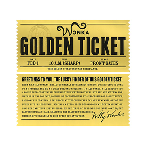 Nuevas Tarjetas de Regalo Coleccionables de Plástico con Lámina Dorada Estilo Wonka Chocolate Golden Tickets, Personalizables y Disponibles - Product Image 1