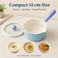 Casserole antiadhésive en céramique saine sans PFAS avec couvercle en verre et poignée confortable pour cuisinière à induction électrique et à gaz