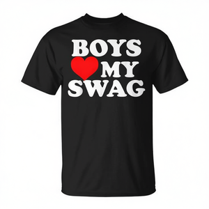 Camiseta Boys Love My Swag negra unisex para adultos talla M L XL XXL - Product Image 3