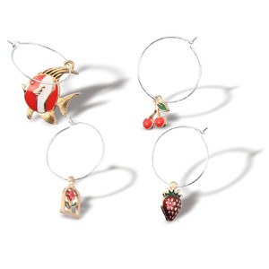Fruit Series Wine Glass Rings Metal Red Hanging Buckles For Party Valentine'S Day 40-60 Pcs - Product Image 5