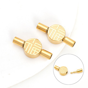 Hebilla de cuerda chapada en oro de Juncheng Jewelry con cierre a presión para pulsera de cordón de cuero de 12 mm - Product Image 1