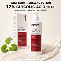 Lotion corporelle exfoliante OEM à 12 % d'acide glycolique avec acide lactique et niacinamide pour peaux sèches et rugueuses – Soin quotidien