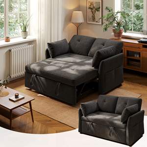 Vente en gros Canapé-<span class=keywords><strong>lit</strong></span> convertible 3 en 1 Dossier réglable Canapé-<span class=keywords><strong>lit</strong></span> en velours Petite <span class=keywords><strong>causeuse</strong></span> Divano Letto Futon Canapés - Product Image 1