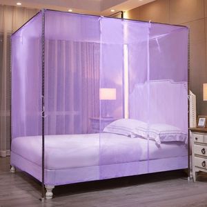 Lit queen king moustique da cama das meninas décor à la maison lit auvent support solide blanc rose filles lit moustique - Product Image 3