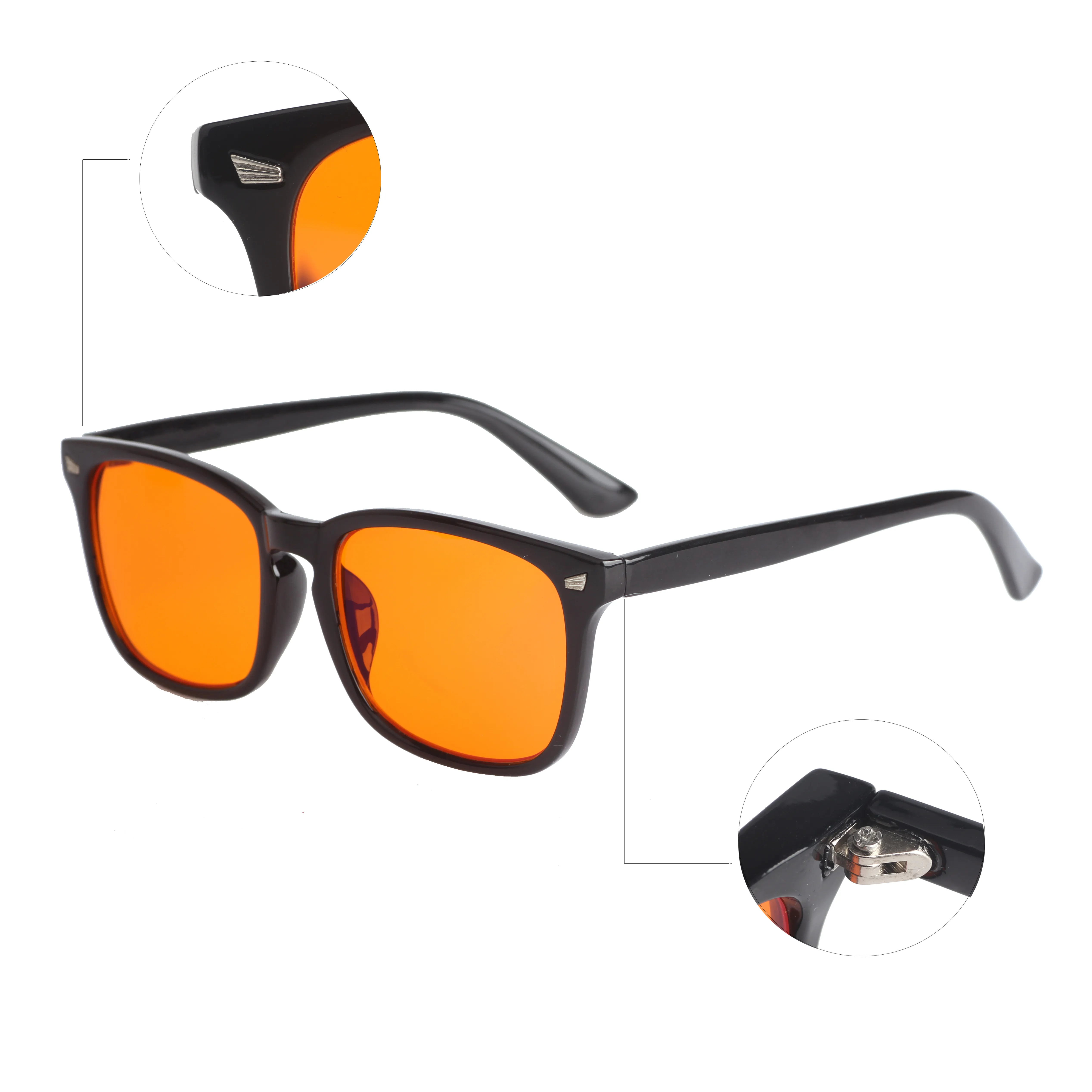 2022 new night vision glasses blue light proof black frame square orange lens driving glasses