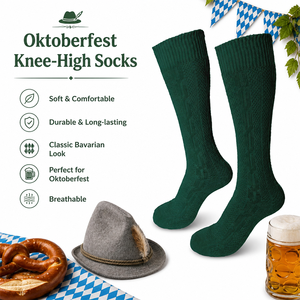 Chaussettes hautes bavaroises pour hommes, style Oktoberfest, en laine torsadée, pour costume Lederhosen - Product Image 3