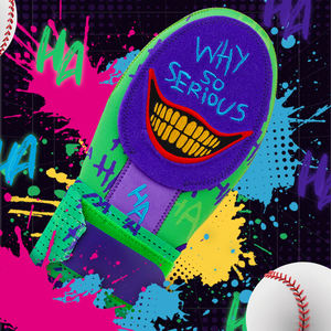 Guantes de Béisbol al por Mayor para Corredor, Manopla Juvenil para Deslizamiento en Bases y Protector de Mano para Softball, Diseño Joker en Verde y Morado - Product Image 2