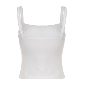 Camiseta con Sujetador Incorporado Estilo Coqueta para Mujer, Cuello Corazón con Detalle Fruncido, Tejido de Punto Transpirable y Dulce - Product Image 6