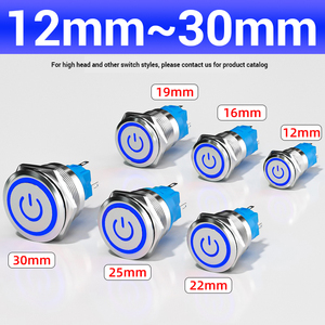 Tự đặt lại nút nguồn tự khóa 12/16/19/22/25/30mm Vòng kim loại nút chuyển đổi với ánh sáng - Product Image 5