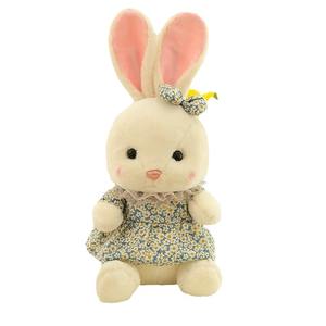 Conejo Blanco Adorable con Vestido Azul y Amarillo, Peluche de Juguete, Muñeco de Peluche Relleno de Algodón PP, Regalo de Juguete de Animal - Product Image 1
