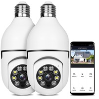 Caméra de surveillance à 360 degrés pour usage domestique, installation gratuite, portable, vision nocturne couleur, caméra de surveillance intérieure E27