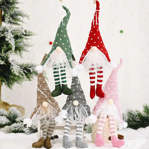 Nuevas decoraciones navideñas tejidas Piernas Largas bosque viejo muñeco con lámpara Rudolph muñeca Decoración - Product Image 5