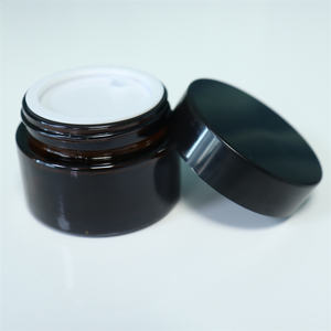 Tarro de crema cosmética de vidrio ámbar Tapas de rosca plateadas Tarro de vidrio de 50ml para crema facial y contenedor de mascarilla facial - Product Image 2
