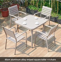 Ensemble table et chaises extensibles en alliage d'aluminium pour villa, empilables, anti-rouille, légers, design minimaliste, pour balcon