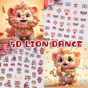 12 Uds alta calidad lindo buena suerte León dragón pegatina para <span class=keywords><strong>uñas</strong></span> Año Nuevo chino carta Nail Art diseño pegatinas decorativas calcomanía - Product Image 5