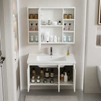 Meuble de salle de bain mural moderne pour hôtel avec miroir intelligent, lavabo en céramique, ensemble de meuble-lavabo étanche
