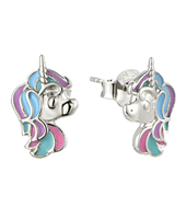 Boucles d'oreilles clous QX licorne émaillée colorée pour femme, en argent sterling 925, mignonnes, fantaisie, animales, vente en gros, personnalisables