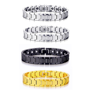 Bracciale da Uomo in Acciaio Inossidabile con Catena a Maglie, Placcato Oro <span class=keywords><strong>di</strong></span> <span class=keywords><strong>Lusso</strong></span> con Texture Coccodrillo, Gioiello Ipoallergenico Senza Nichel - Product Image 2