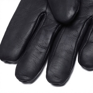 Leather <b>Touch</b> <b>Screen</b> <b>Gloves</b> with Faux Fur Lining Eco-Friendly Thermal Winter Outdoor Wrist Length Plain Style - Product Image 6