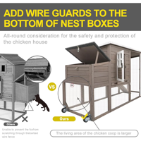 Poulailler mobile en bois avec roues verrouillables, nichoir et plateau de nettoyage extractible, résistant aux intempéries, pour l'extérieur et la cour.