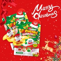 Christmas Fruit Burst Peelable Gummy Candy Juicy Filled Soft Candy For Kids Holiday Snack Party