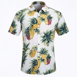 Custom Summer Short Sleeve Button Hawaii Men's Shirts Loose Beachwear Plus Size Casual Vacation Hawaiian Shirts
