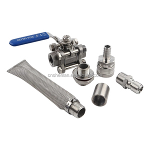Kit de vanne à boisseau sphérique sans soudure en acier inoxydable 3 pièces BSP/NPT 1/2" pour brassage maison avec raccord rapide et embout cannelé pour tuyau - Product Image 2