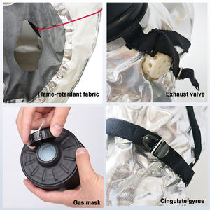 धुएं की सुरक्षा के लिए पूर्ण कवर फायरफाइटर सिलिकॉन सक्रिय कार्बन फिल्टर श्वसन मास्क - Product Image 4