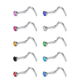 Thép không gỉ đồ trang sức CZ mũi thép <span class=keywords><strong>Stud</strong></span> Nhẫn 40/60 cái Hộp Mũi piercing cơ thể đồ trang sức - Product Image 3