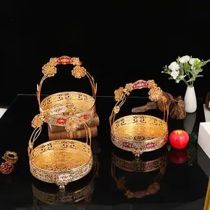 Arts Retro Style Alloy Hand Fruit Basket Hotel Banquet Advanced Crafts Home Living Room Decoration Crafts