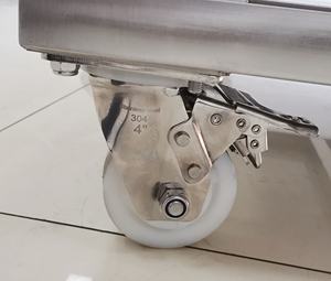 उच्च गुणवत्ता वाले उच्च तापमान प्रतिरोधी 304 स्टेनलेस स्टील वनस्पति मछली हस्तांतरण रसोई खाद्य कारखाने के लिए कंटेनर ट्रॉली - Product Image 5