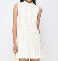 Mini robe élégante sans manches plissée Boutique de vêtements pour femmes Fabricant sur mesure Mode printemps-été de haute qualité