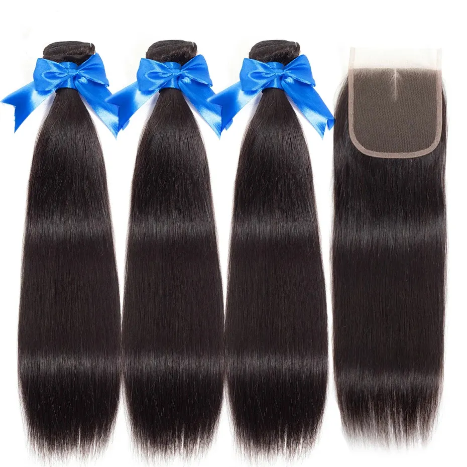 Venda por atacado de cabelo azul cru, venda com fechamento 100% virgem vison brasileiro cacheado encaracolado pacotes e frontal