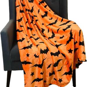 Manta de franela de Halloween para mujeres y hombres, manta de regalo con temática de Halloween de 50x60 pulgadas, manta suave con murciélago de araña de calabaza para niños y niñas - Product Image 6