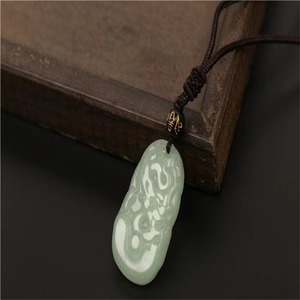 Collana con ciondolo <span class=keywords><strong>zodiacale</strong></span> in finta giada, cordino nero, giada verde, portafortuna, simpatico animale cinese dei 12 <span class=keywords><strong>segni</strong></span> zodiacali - Product Image 6