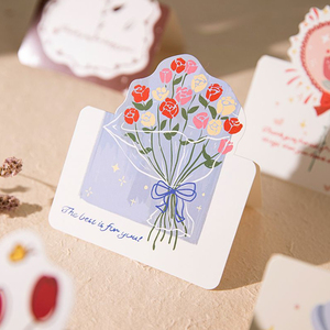 การ์ดอวยพรพิมพ์ลายดอกไม้ตามสั่ง การ์ดขอบคุณ การ์ดข้อความเปล่า สำหรับห่อของขวัญในเทศกาล - Product Image 6